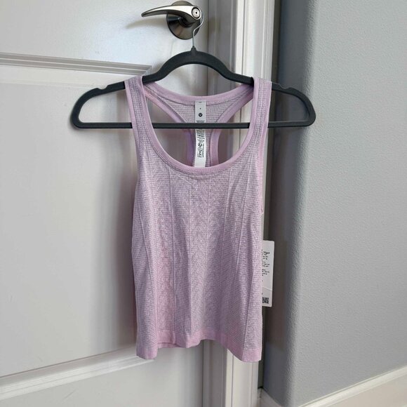 Lululemon Swiftly Pointelle Racerback Tank Top Waist Length Pink Organza NWT - Picture 1 of 9